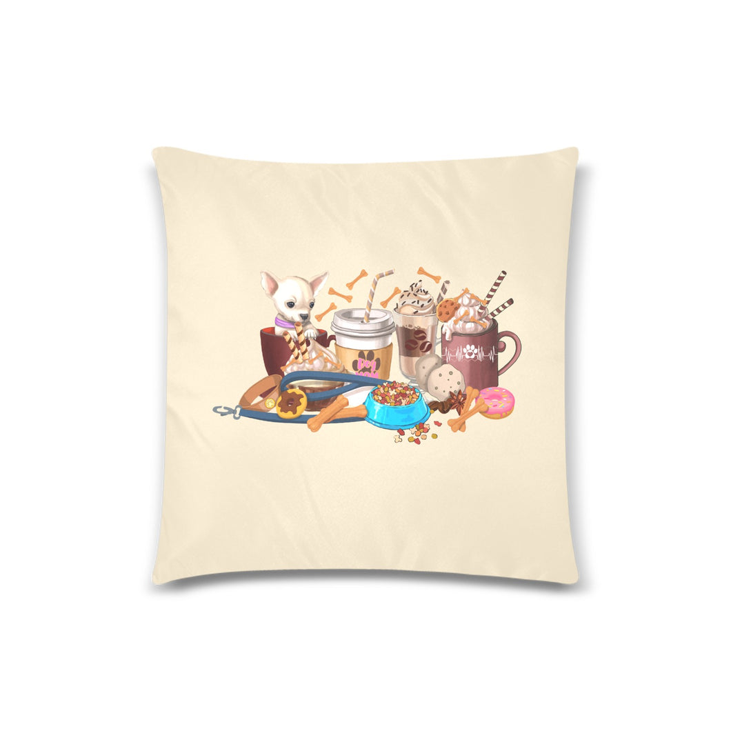 Dog mom coffee and lattes Custom Zippered Pillow Case 18