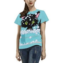 Load image into Gallery viewer, Cat Tub All Over Print T-Shirt for Women (USA Size) (Model T40)
