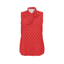 Load image into Gallery viewer, Watermelon Dots Women&#39;s Bow Tie V-Neck Sleeveless Shirt (Model T69)
