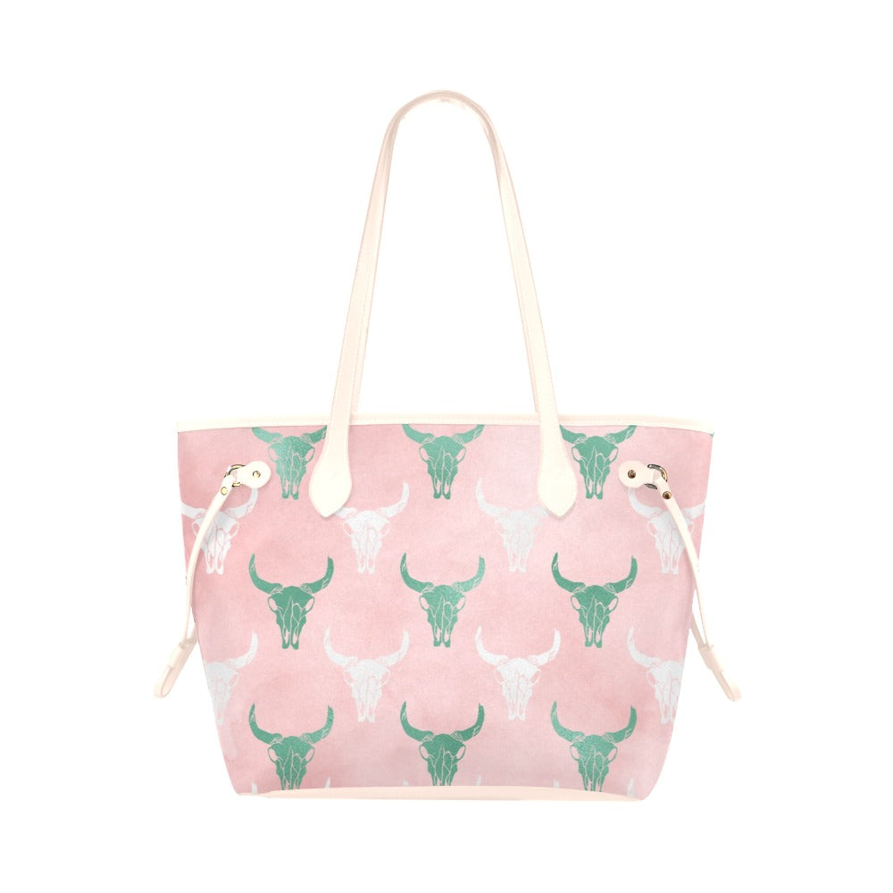 Country Skull Clover Canvas Tote Bag (Model 1661)