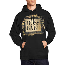 Load image into Gallery viewer, Boss Babe Black Gold All Over Print  Hoodie for Unisex  (USA Size) (Model H13)
