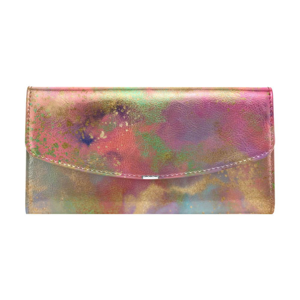 Watercolor Splash Art Women's Flap Wallet (Model 1707)