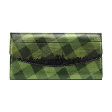 Load image into Gallery viewer, Green Plaid Distress Women&#39;s Flap Wallet (Model 1707)
