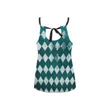 Load image into Gallery viewer, Teal &amp; White Vintage Loose Fit Halter Neck Top (Model T68)
