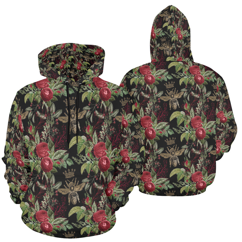 Red Rose Bees All Over Print Hoodie for  Unisex unisex (USA Size) (Model H13)