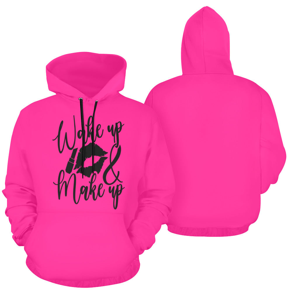 Wake Up Makeup All Over Print Hoodie for unisex (USA Size) (Model H13)