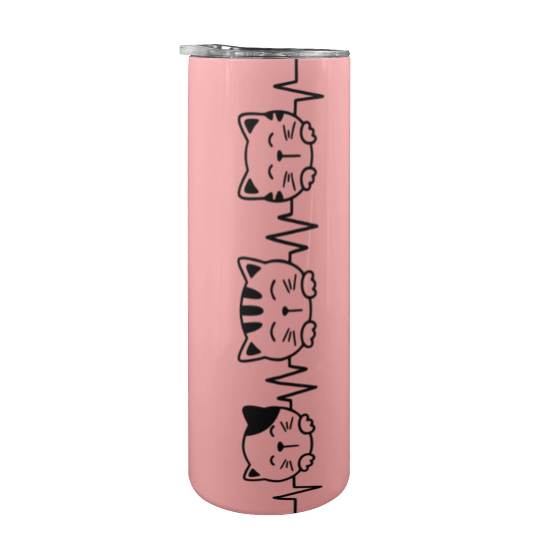 Cat heartbeat 20oz Tall Skinny Tumbler with Lid and Straw