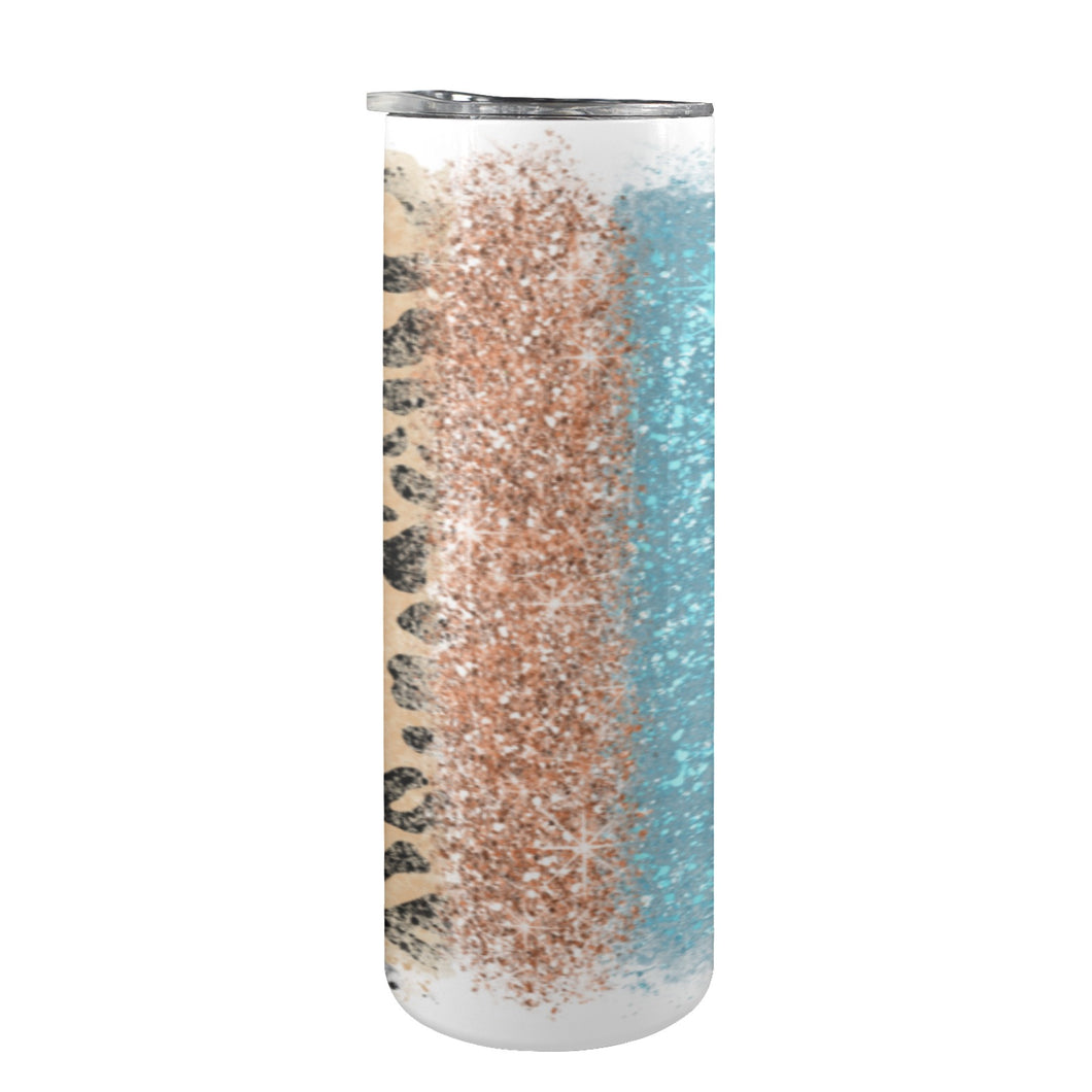 Rose gold teal 20oz Tall Skinny Tumbler with Lid and Straw