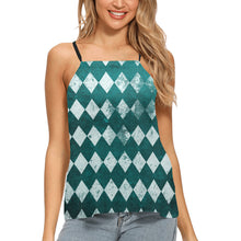 Load image into Gallery viewer, Teal &amp; White Vintage Loose Fit Halter Neck Top (Model T68)
