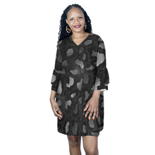 Load image into Gallery viewer, BLK Leopard Half Sleeves V-Neck Mini Dress (Model D63)
