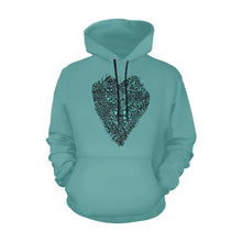 Load image into Gallery viewer, Black and Teal - Jaguar - Heart All Over Print Hoodie for Unisex (USA Size) (Model H13)
