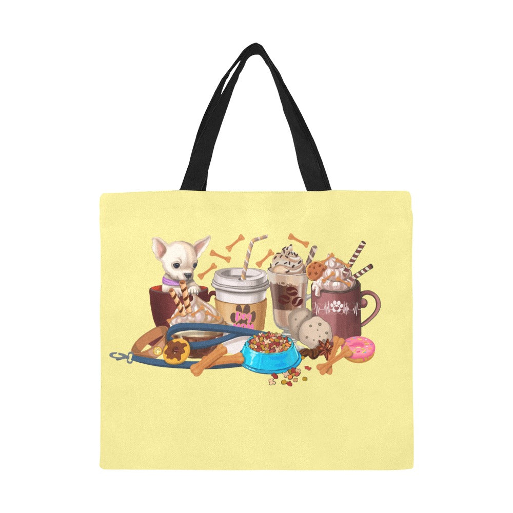 Dog mom coffee and lattes All Over Print Canvas Tote Bag/Large (Model 1699)